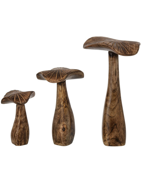 Lot de 3 champignons décoratifs bois de manguier 30,5 cm Aurland J-Line - 3
