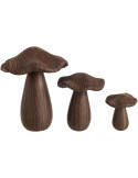 Lot de 3 champignons décoratifs polyrésine brun 20,5 cm Hedemora