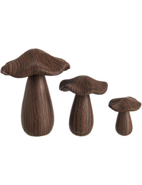 Lot de 3 champignons décoratifs polyrésine brun 20,5 cm Hedemora J-Line - 1