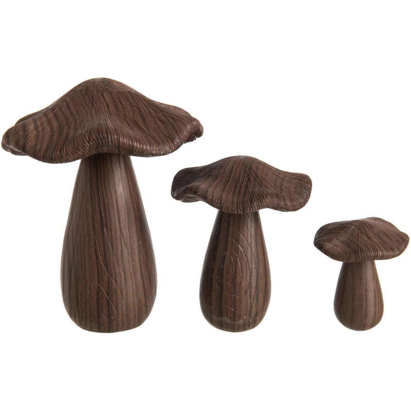 Lot de 3 champignons décoratifs polyrésine brun 20,5 cm Hedemora J-Line - 1