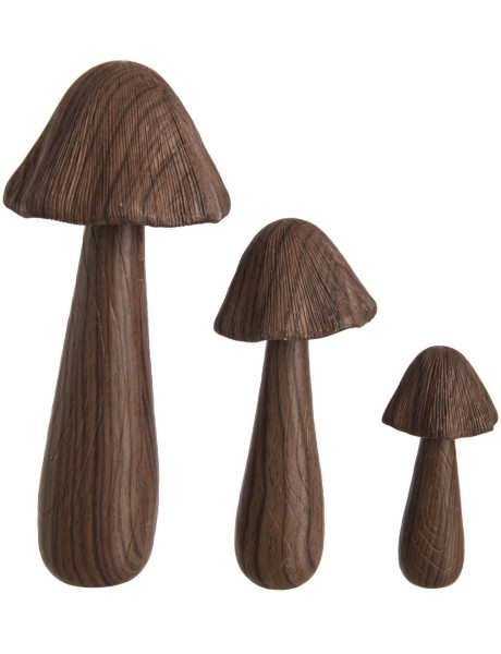 Lot de 3 champignons décoratifs polyrésine brun 28,5 cm Hedemora J-Line - 1