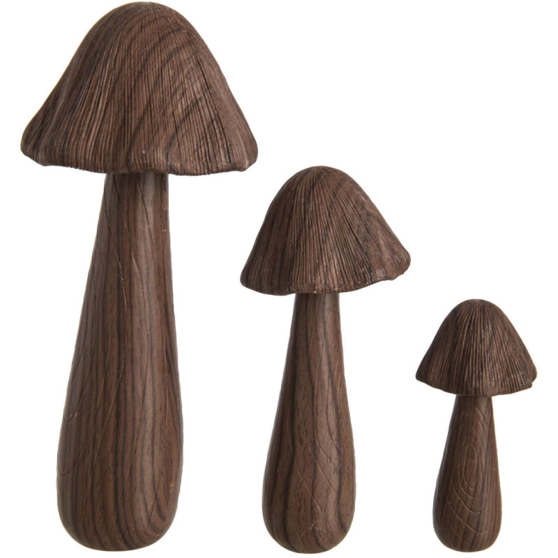 Lot de 3 champignons décoratifs polyrésine brun 28,5 cm Hedemora J-Line - 1