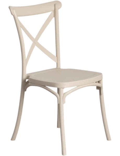 Lot de 4 chaises de jardin empilables crème 53x43x88 cm Orvessa Ixia - 1
