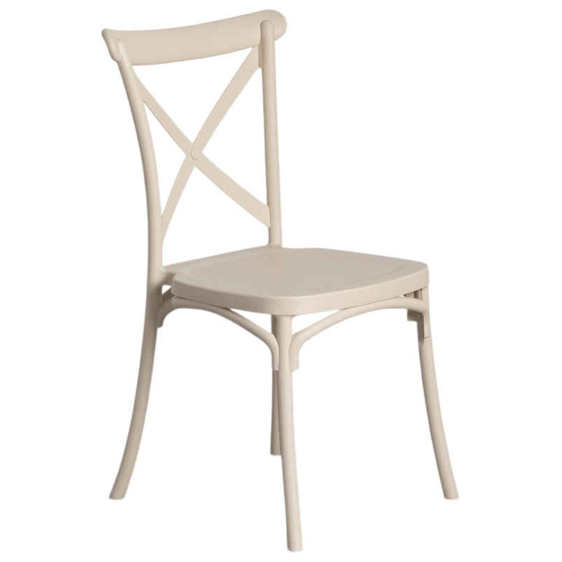 Lot de 4 chaises de jardin empilables crème 53x43x88 cm Orvessa Ixia - 1