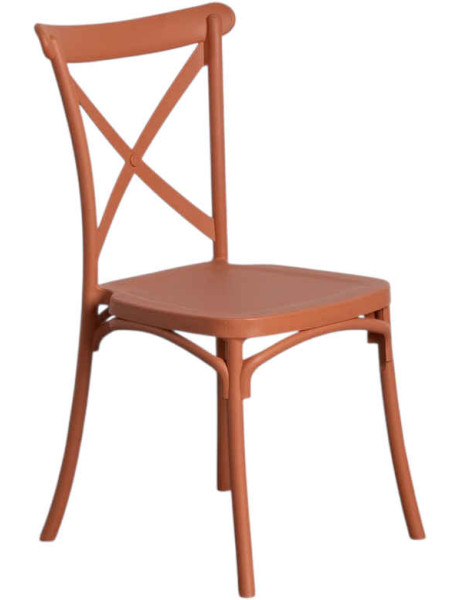 Lot de 4 chaises de jardin empilables terracotta 53x43x88 cm Orvessa Ixia - 1