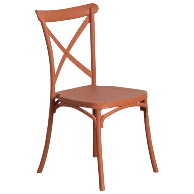 Lot de 4 chaises de jardin empilables terracotta 53x43x88 cm Orvessa Ixia - 1