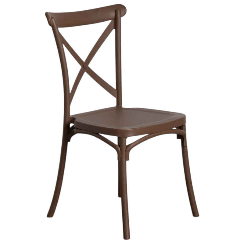 Lot de 4 chaises de jardin empilables marron 53x43x88 cm Orvessa Ixia - 1