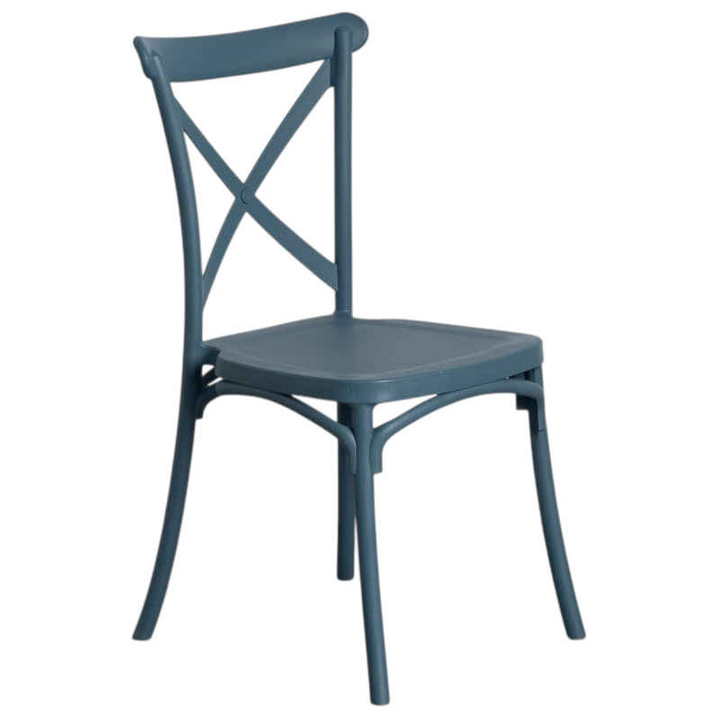 Lot de 4 chaises de jardin empilables bleues 53x43x88 cm Orvessa Ixia - 1