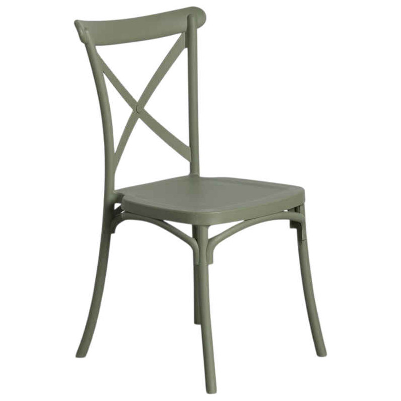 Lot de 4 chaises de jardin empilables vert sauge 53x43x88 cm Orvessa Ixia - 1