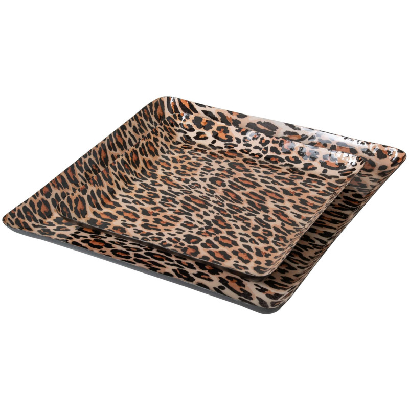 Set de 2 plateaux décoratifs léopard en métal Nakuru J-Line - 3