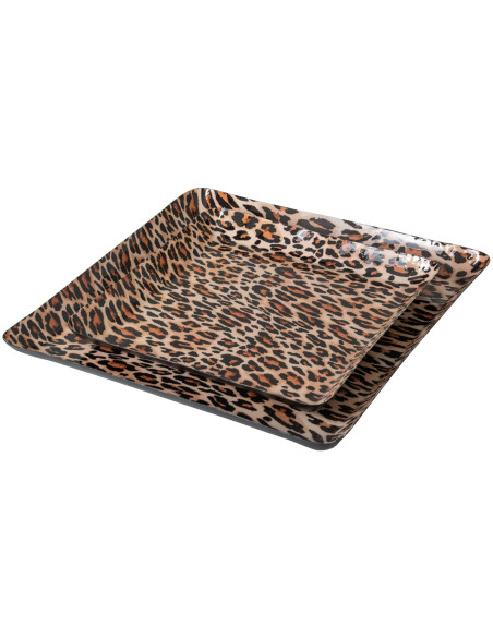 Set de 2 plateaux décoratifs léopard en métal Nakuru J-Line - 3