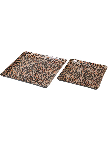 Set de 2 plateaux décoratifs léopard en métal Nakuru J-Line - 1