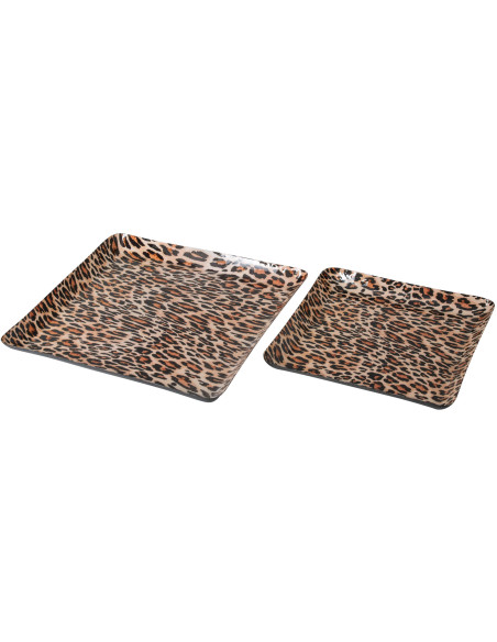 Set de 2 plateaux décoratifs léopard en métal Nakuru J-Line - 1