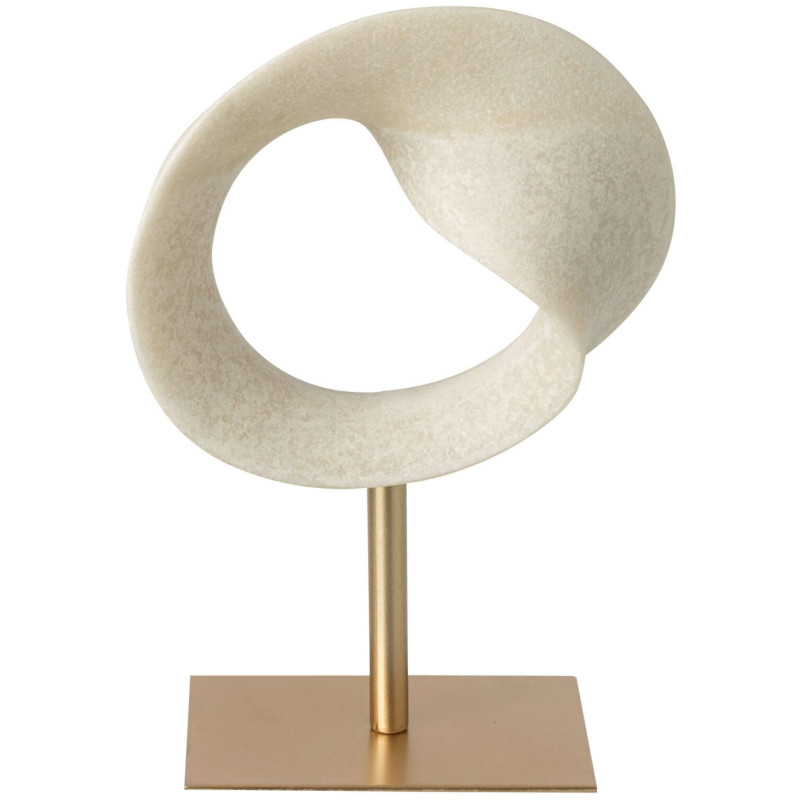 Sculpture abstraite blanche pied métal doré 30 cm Oryvalis J-Line - 1