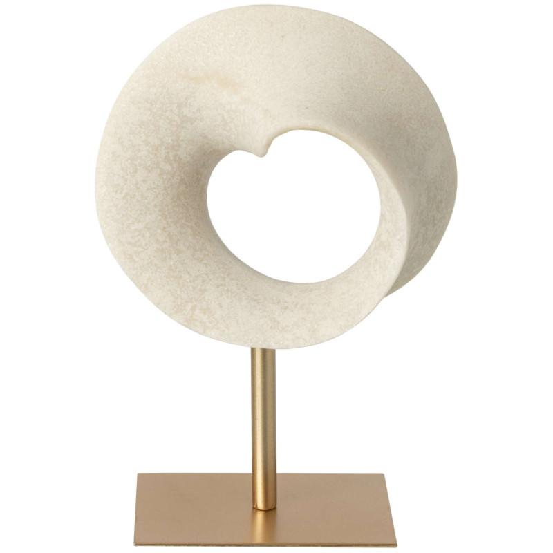Sculpture abstraite blanche pied métal doré 30 cm Oryvalis J-Line - 2