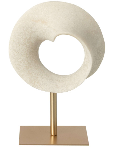 Sculpture abstraite blanche pied métal doré 30 cm Oryvalis J-Line - 2