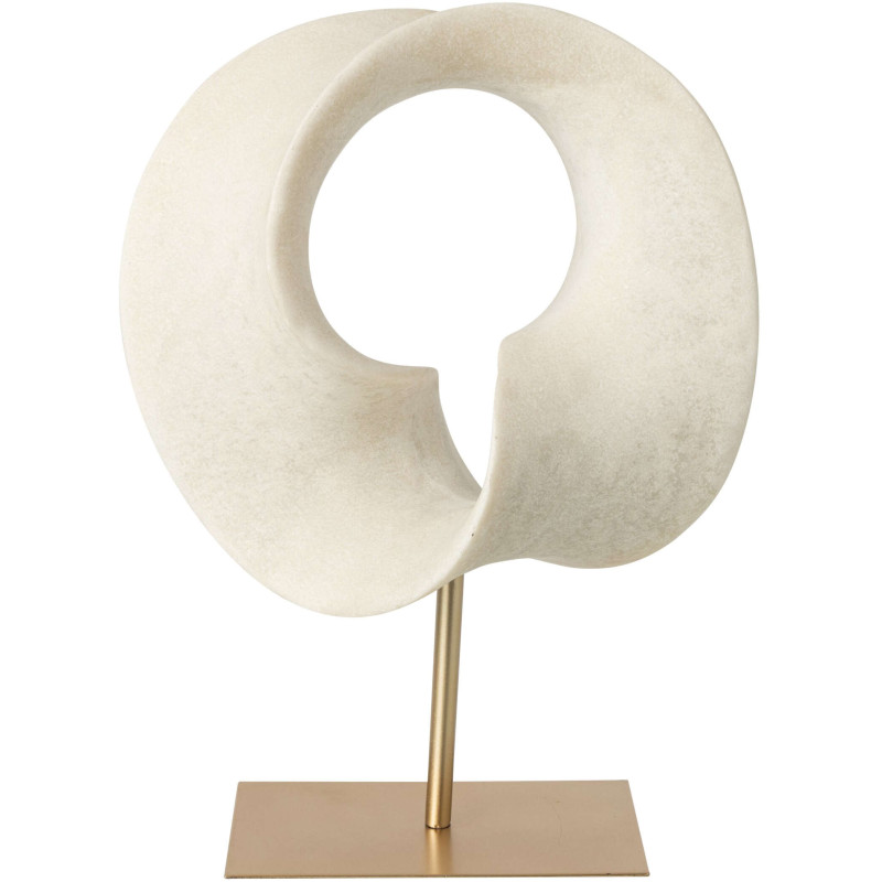 Grande sculpture abstraite blanche pied métal doré 43 cm Oryvalis J-Line - 1