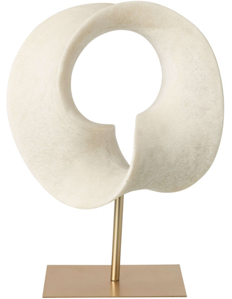 Grande sculpture abstraite blanche pied métal doré 43 cm Oryvalis J-Line - 1