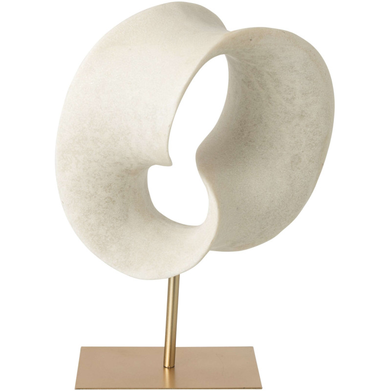 Grande sculpture abstraite blanche pied métal doré 43 cm Oryvalis J-Line - 3