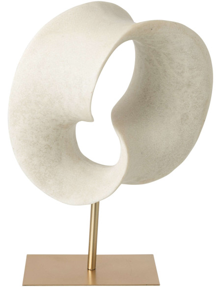 Grande sculpture abstraite blanche pied métal doré 43 cm Oryvalis J-Line - 3