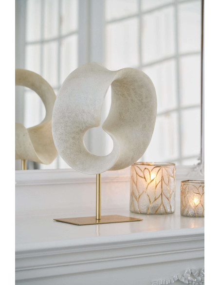 Grande sculpture abstraite blanche pied métal doré 43 cm Oryvalis J-Line - 2