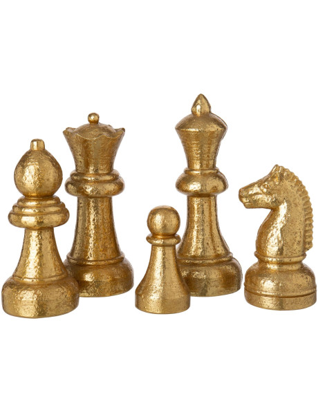 Set de 5 pièces d’échecs décoratives dorées 30 cm Castorane J-Line - 1