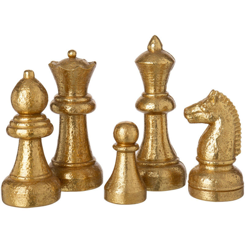 Set de 5 pièces d’échecs décoratives dorées 30 cm Castorane J-Line - 1