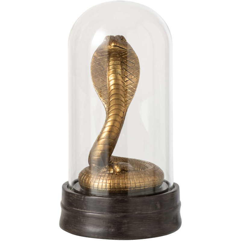 Serpent décoratif doré en polyrésine sous cloche en verre 23,5 cm Nayrava J-Line - 1