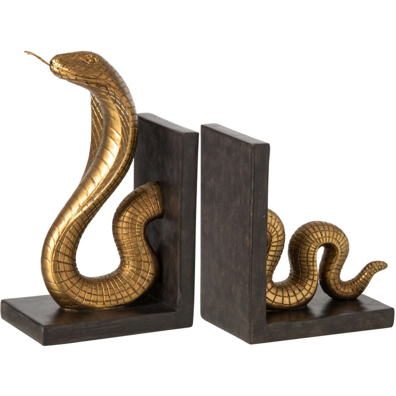 Set de 2 serre-livres serpent doré et noir 24 cm Nayrava J-Line - 1