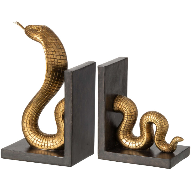 Set de 2 serre-livres serpent doré et noir 24 cm Nayrava J-Line - 2