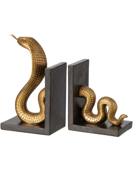 Set de 2 serre-livres serpent doré et noir 24 cm Nayrava J-Line - 2