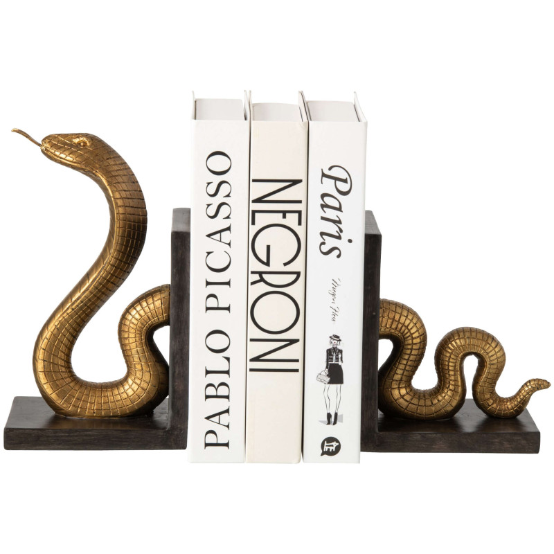 Set de 2 serre-livres serpent doré et noir 24 cm Nayrava J-Line - 3