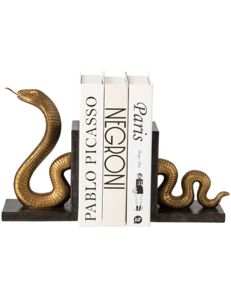 Set de 2 serre-livres serpent doré et noir 24 cm Nayrava J-Line - 3