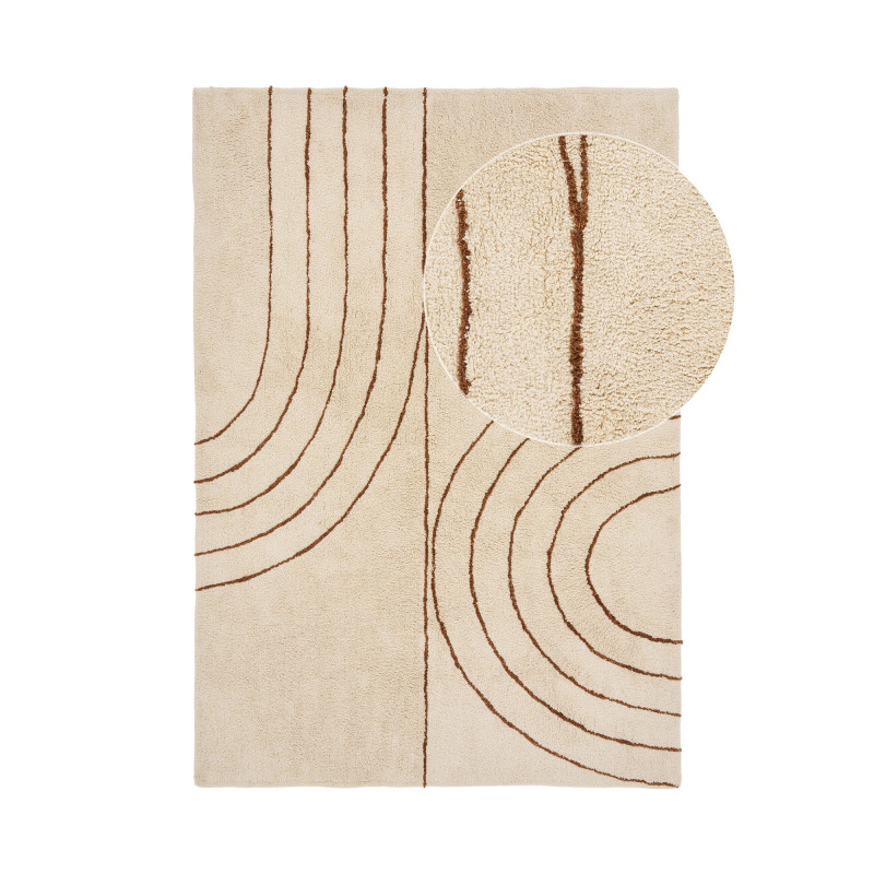 Tapis de salon beige graphique coton 160x230 cm Tampa House Nordic - 3