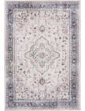 Grand tapis vintage beige bleu chenille 200x300 cm Havana