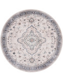Tapis rond vintage beige bleu chenille Ø200 cm Havana