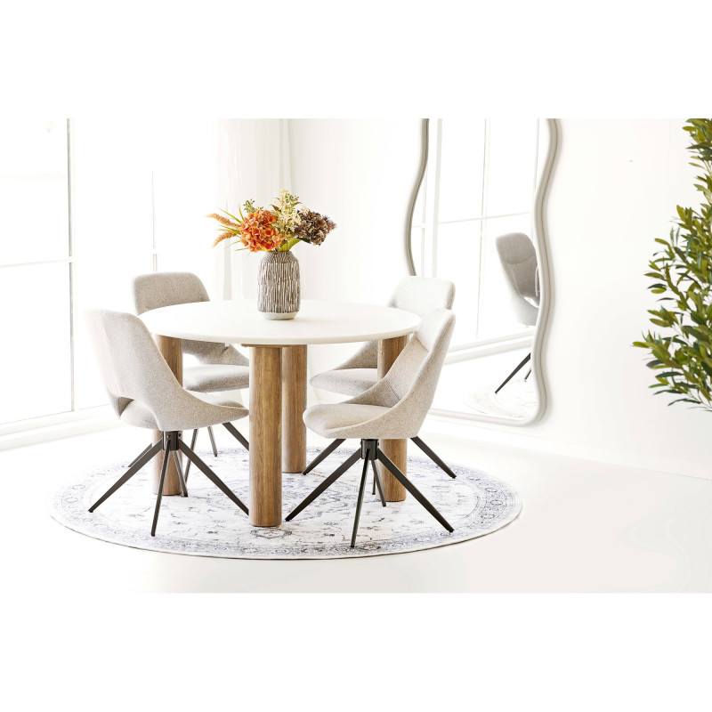 Tapis rond vintage beige bleu chenille Ø200 cm Havana House Nordic - 2