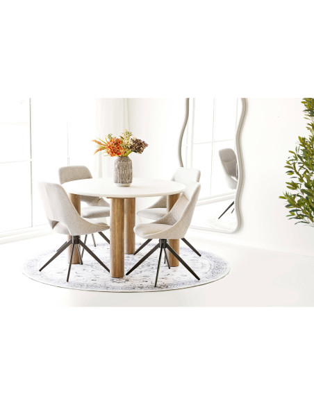 Tapis rond vintage beige bleu chenille Ø200 cm Havana House Nordic - 2