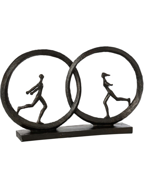 Sculpture couple anneaux en polyrésine noire 49 cm Corvessa J-Line - 1