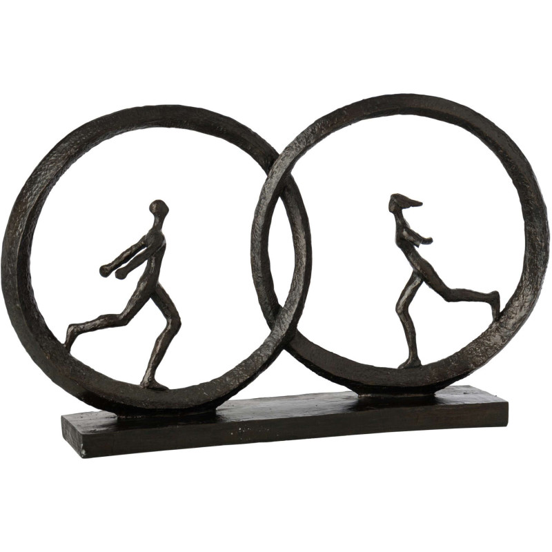 Sculpture couple anneaux en polyrésine noire 49 cm Corvessa J-Line - 1