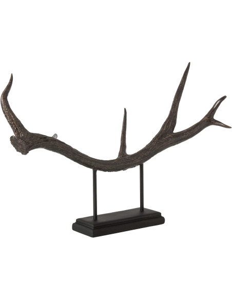 Sculpture bois de cerf noire 60 cm Cervalya J-Line - 1