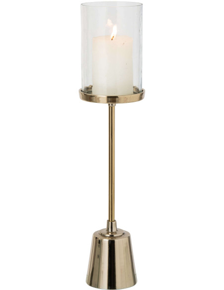 Bougeoir photophore sur pied doré verre transparent 59 cm Epernay J-Line - 3