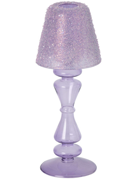 Photophore sur pied en verre lilas givré 26,2 cm Opherya J-Line - 1