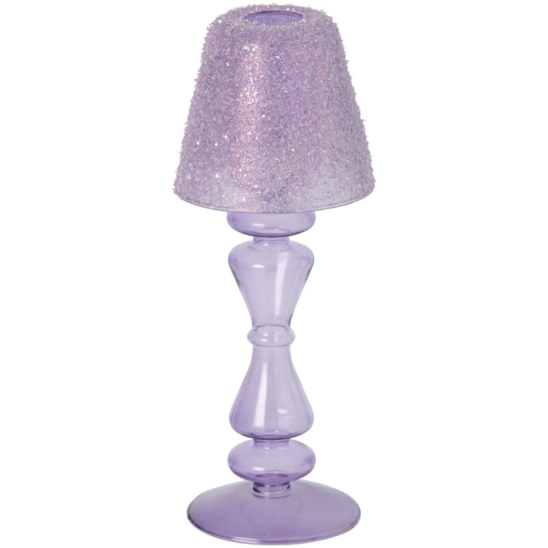 Photophore sur pied en verre lilas givré 26,2 cm Opherya J-Line - 1