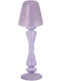Photophore sur pied en verre lilas givré 31,5 cm Opherya