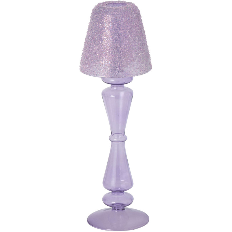 Photophore sur pied en verre lilas givré 31,5 cm Opherya J-Line - 1