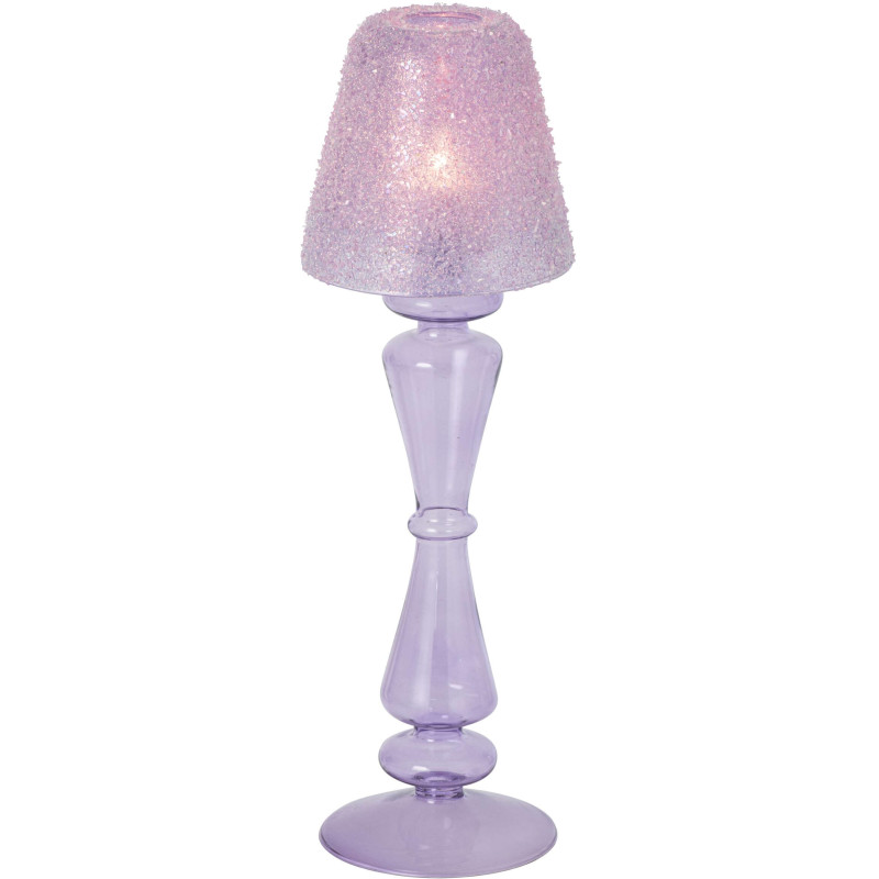 Photophore sur pied en verre lilas givré 31,5 cm Opherya J-Line - 2