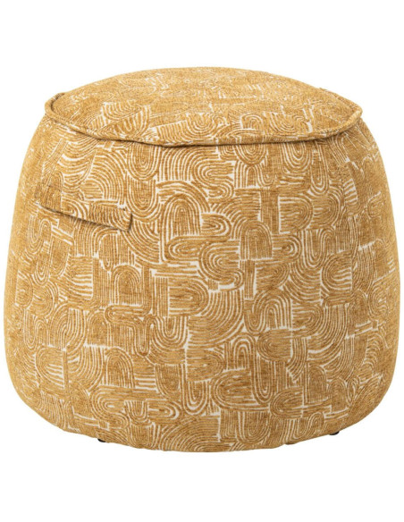 Pouf d’appoint tissu jaune moutarde 40x50x40 cm Tramora J-Line - 1