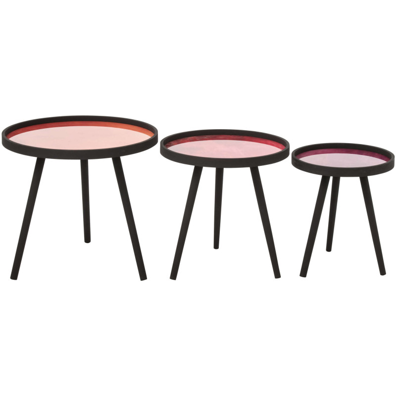 Tables gigognes rondes orange fuchsia lilas bois noir colorées 60 cm Rovella J-Line - 3