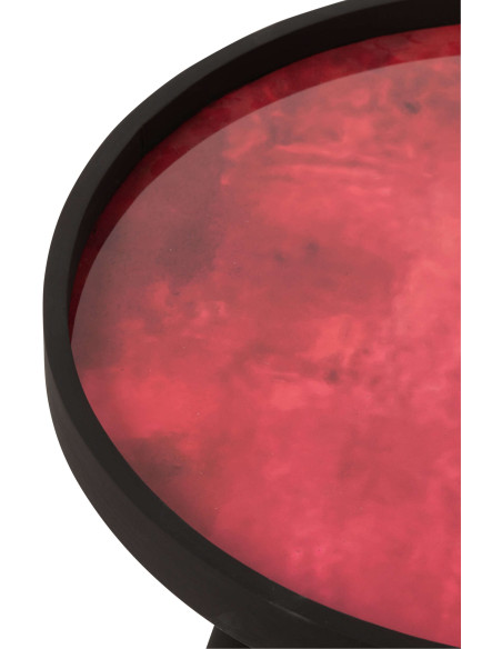 Tables gigognes rondes orange fuchsia lilas bois noir colorées 60 cm Rovella J-Line - 5